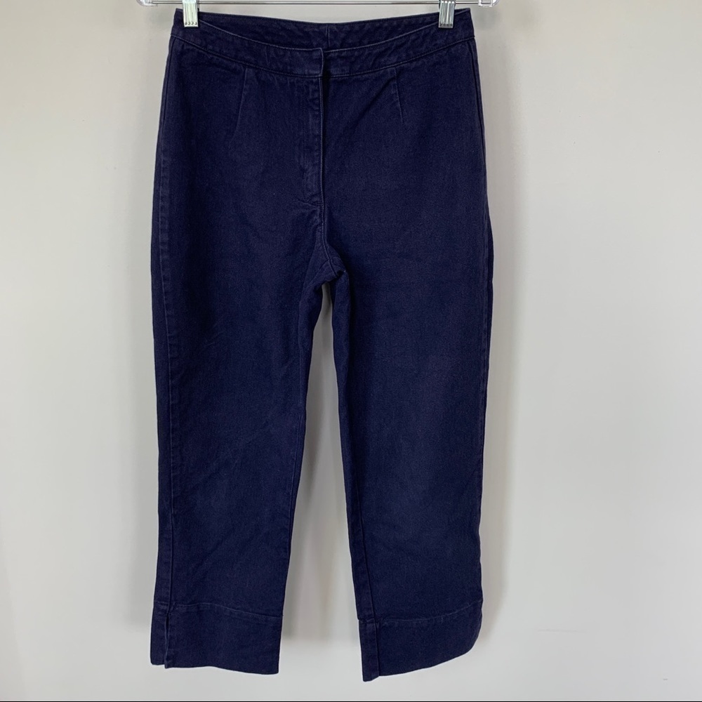 Hanna Andersson 100%‎ Cotton Navy Blue High Waisted Capri Jeans Pants Size 6